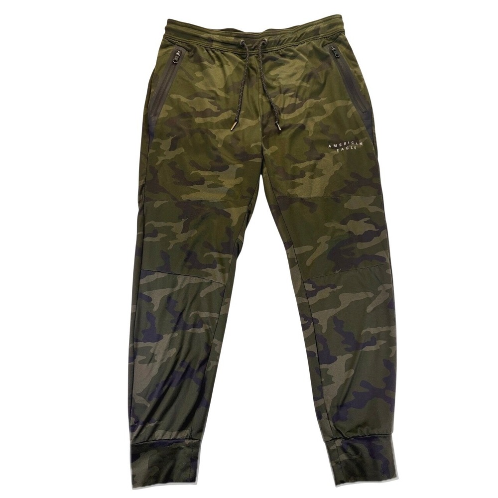 American Eagle Mens Camo Active Jogger Pants Green Camouflage L Streetwear Urban